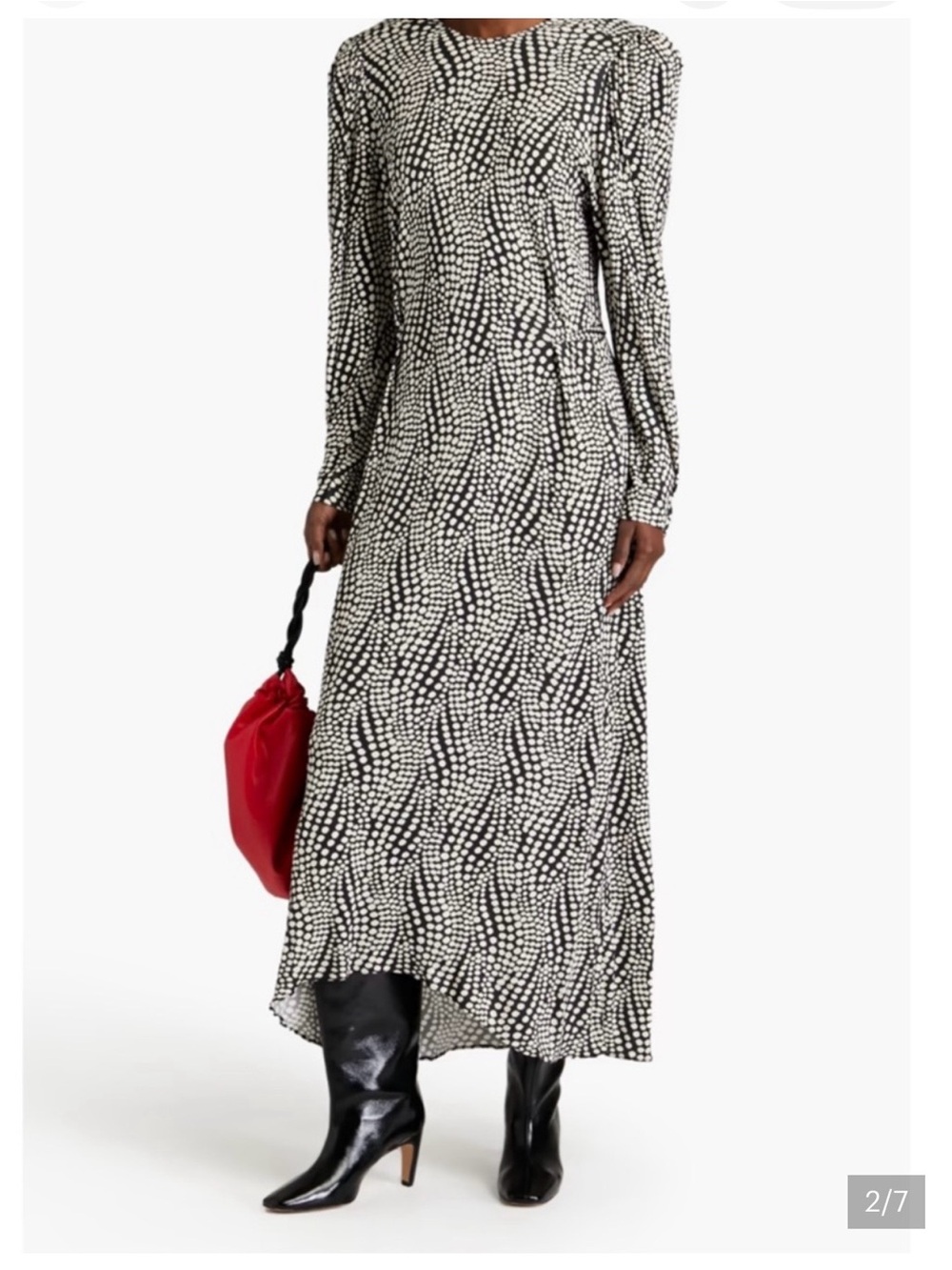 Isabel Marant Black & White Polka Dot Jersey Maxi Dress